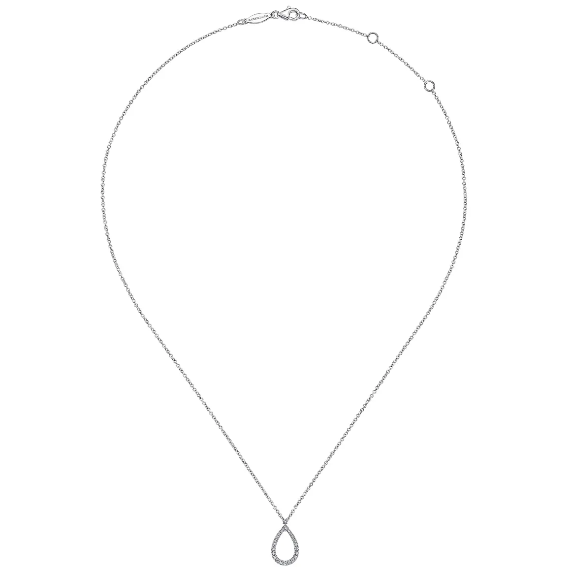Gabriel & Co. 14K White Gold Teardrop Diamond Pendant Necklace