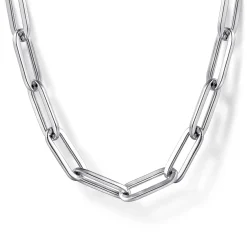 Gabriel & Co. Sterling Silver Solid Paper Clip Chain Necklace