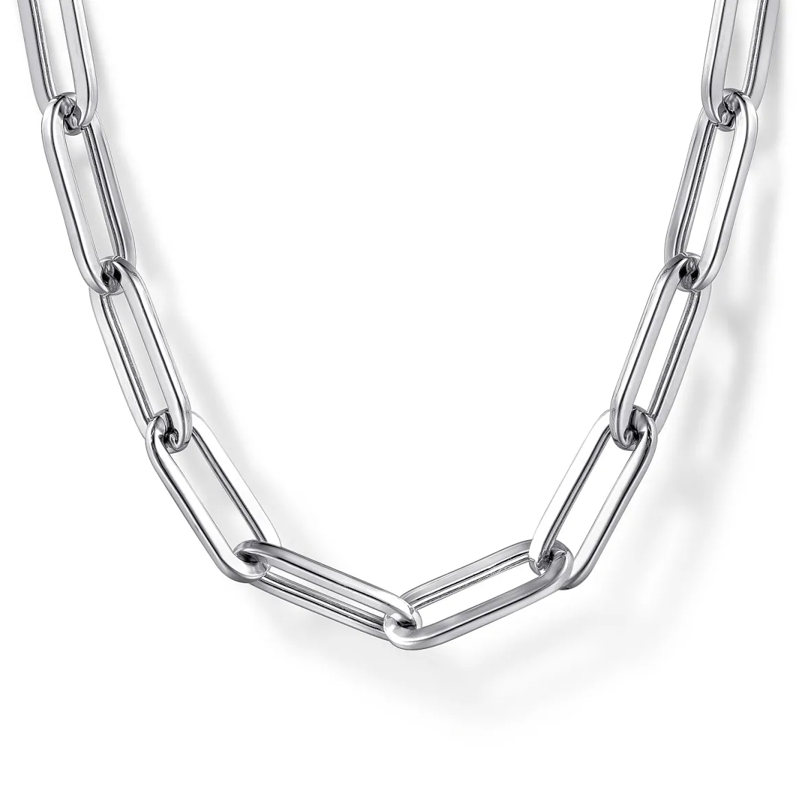 Gabriel & Co. Sterling Silver Solid Paper Clip Chain Necklace