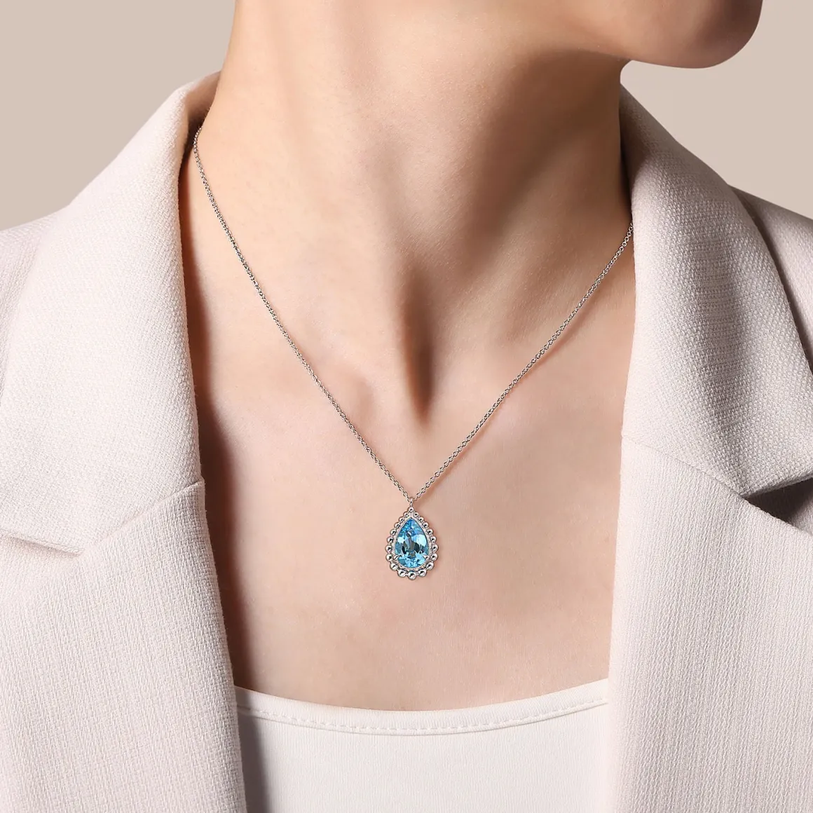 Gabriel & Co. Sterling Silver Blue Topaz Pendant Necklace