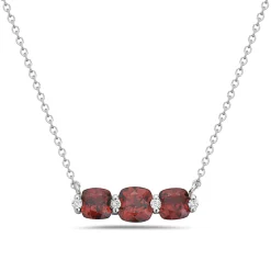 Garnet And Diamond Halo Necklace
