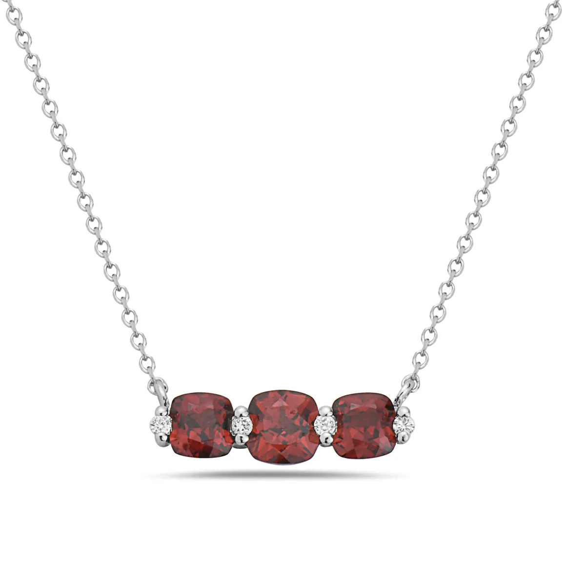 Garnet And Diamond Halo Necklace