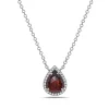 Garnet And Diamond Halo Necklace