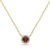 Garnet And Diamond Halo Necklace