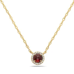 Garnet And Diamond Halo Necklace