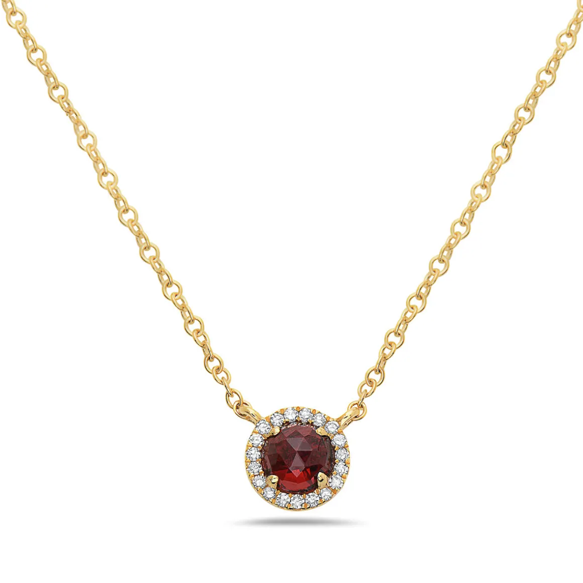 Garnet And Diamond Halo Necklace