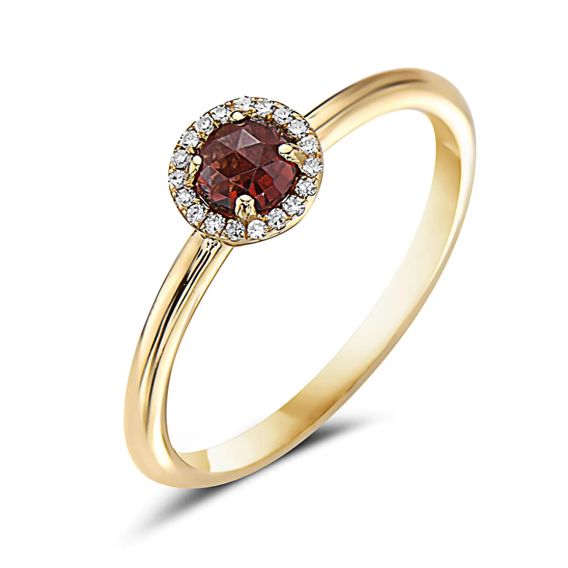 Garnet And Diamond Halo Ring
