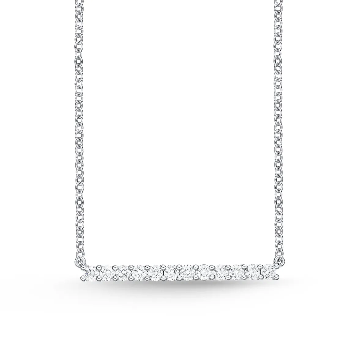 Horizontal Diamond Bar Necklace in 18K White Gold