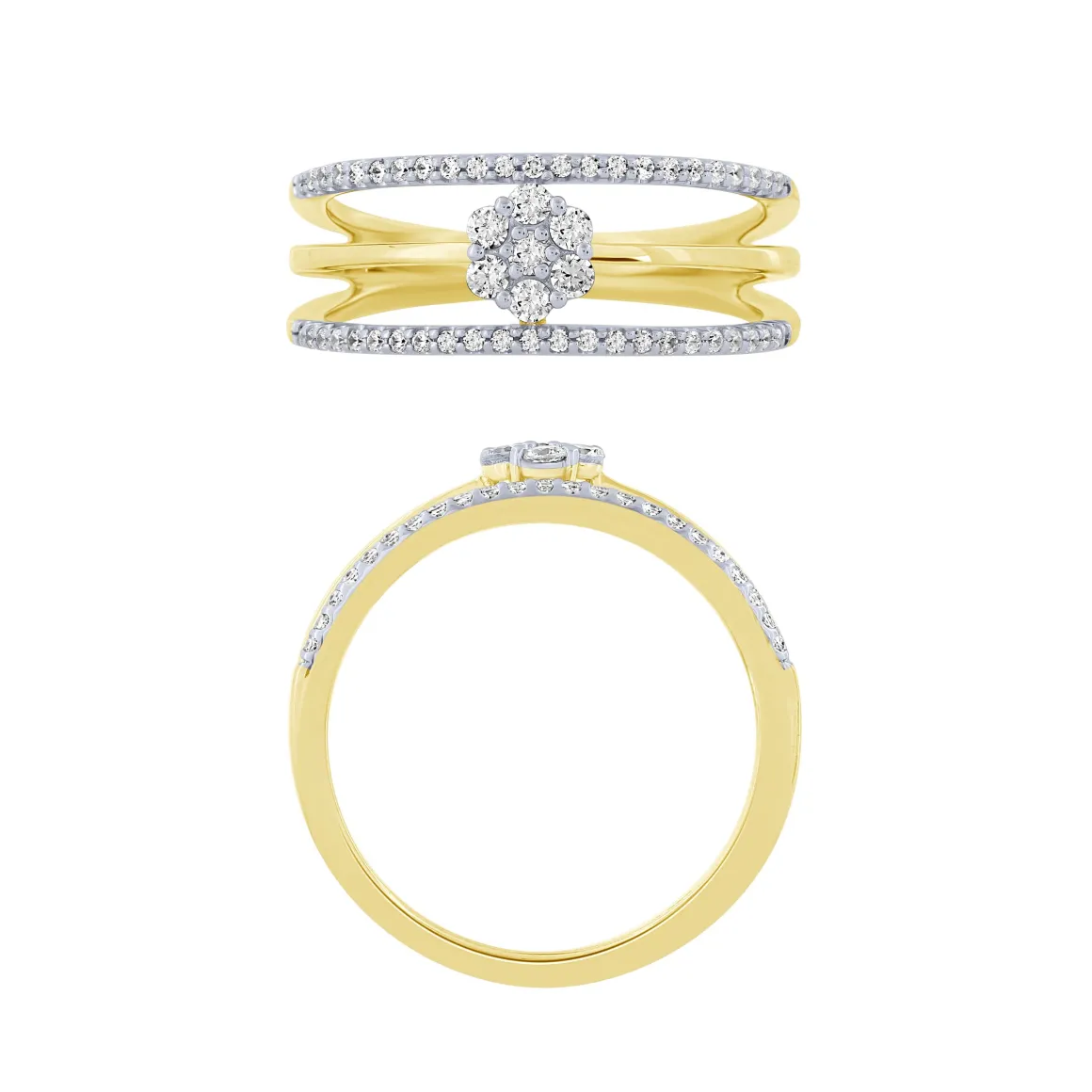 14K 1/3Ct Layered Diamond Fashion Ring