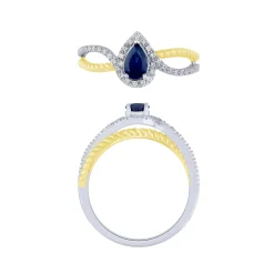 14K Diamond And Sapphire Ring