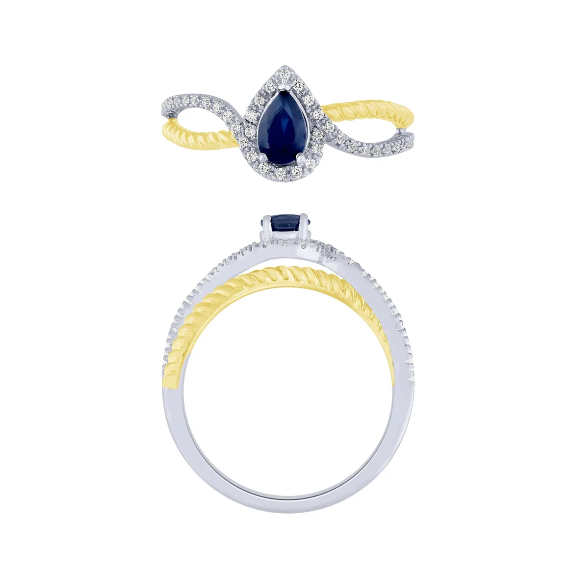14K Diamond And Sapphire Ring