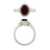 14K Garnet And Diamond Halo Ring