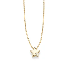 14K Gold .005ct Diamond Star Necklace