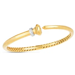 14K Gold Diamond Hardware Bangle