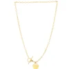 14K Gold Heart Charm & Toggle Oval Link Chain