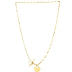 14K Gold Heart Charm & Toggle Oval Link Chain
