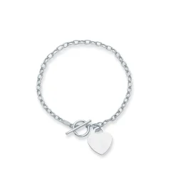 14K Gold Heart Charm & Toggle Oval Link Chain