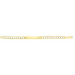14K Gold 6.7mm Pave Curb ID Bracelet