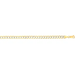 14K Gold 3.6mm White Pave Curb Chain