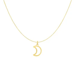 14K Gold Open Moon Necklace