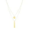 14K Gold Polished Circle & Bar Multi-Strand Necklace