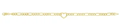 14K Heart Figaro Chain Bracelet