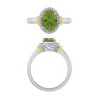 14K Peridot And Diamond Halo Ring