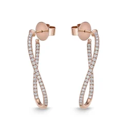18K Rose Gold 1Ct Twist Diamond Hoops