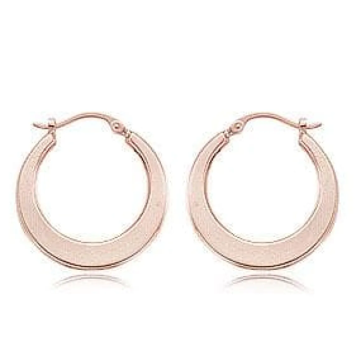14K Rose Gold Pl Flat Hoop S/D Earrings
