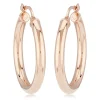 14K Rose Gold 3X25mm S/D Hoop Earrings