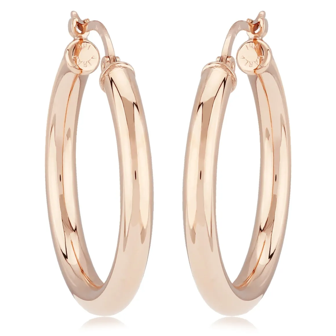 14K Rose Gold 3X25mm S/D Hoop Earrings