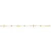 14K Tri-color Gold Polished Cube & Cross Bracelet