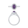 14K White Gold Amethyst And Diamond Halo Ring