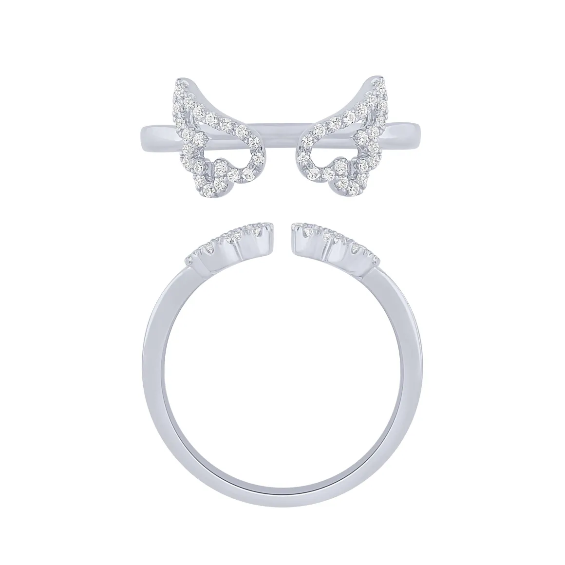 14K White Gold 1/5Ct Diamond Angel Wings Ring