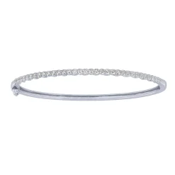 14K White Gold 1Ct Diamond Bangle