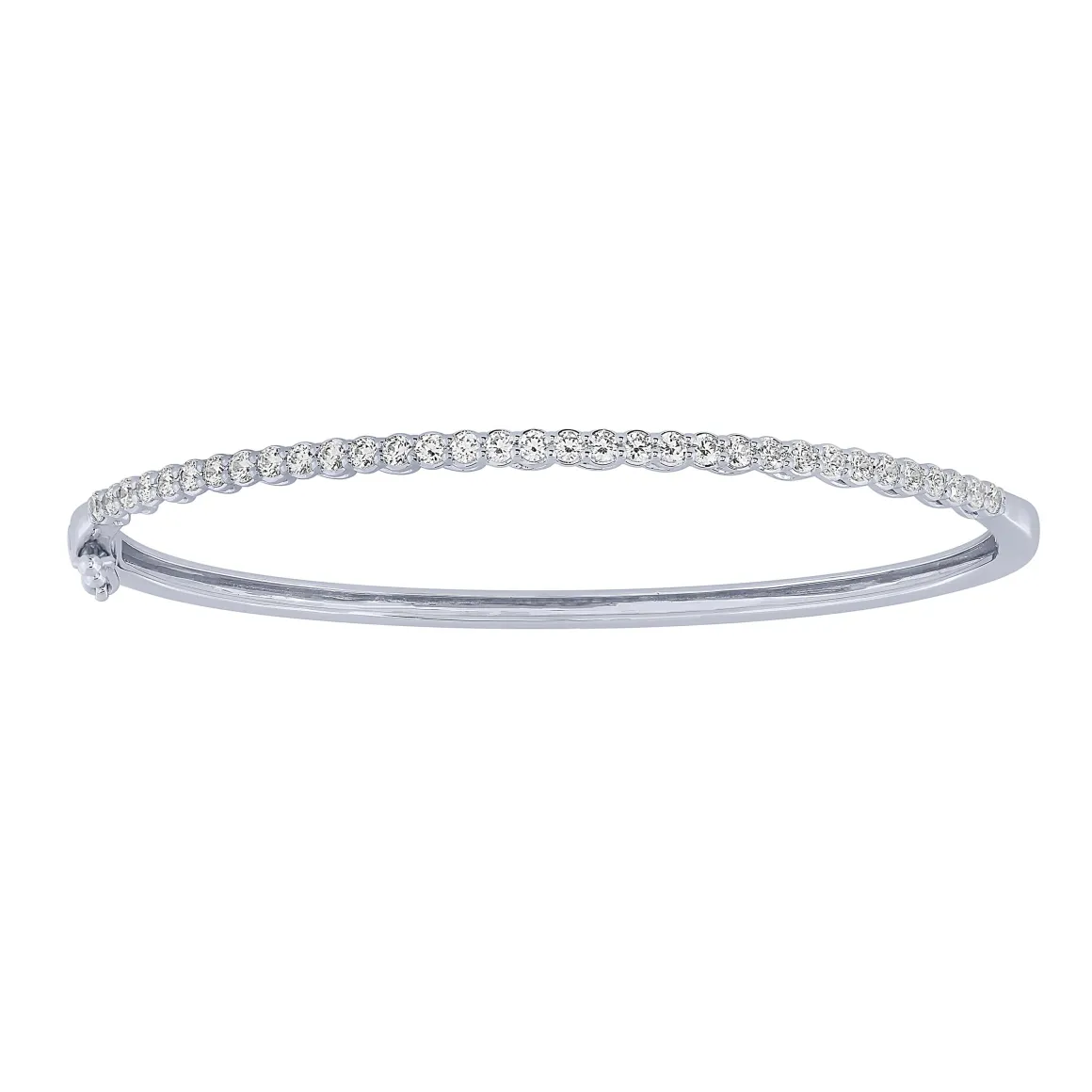 14K White Gold 1Ct Diamond Bangle