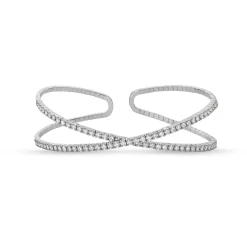 18K White Gold 4/5Ct Diamond Crisscross Bangle