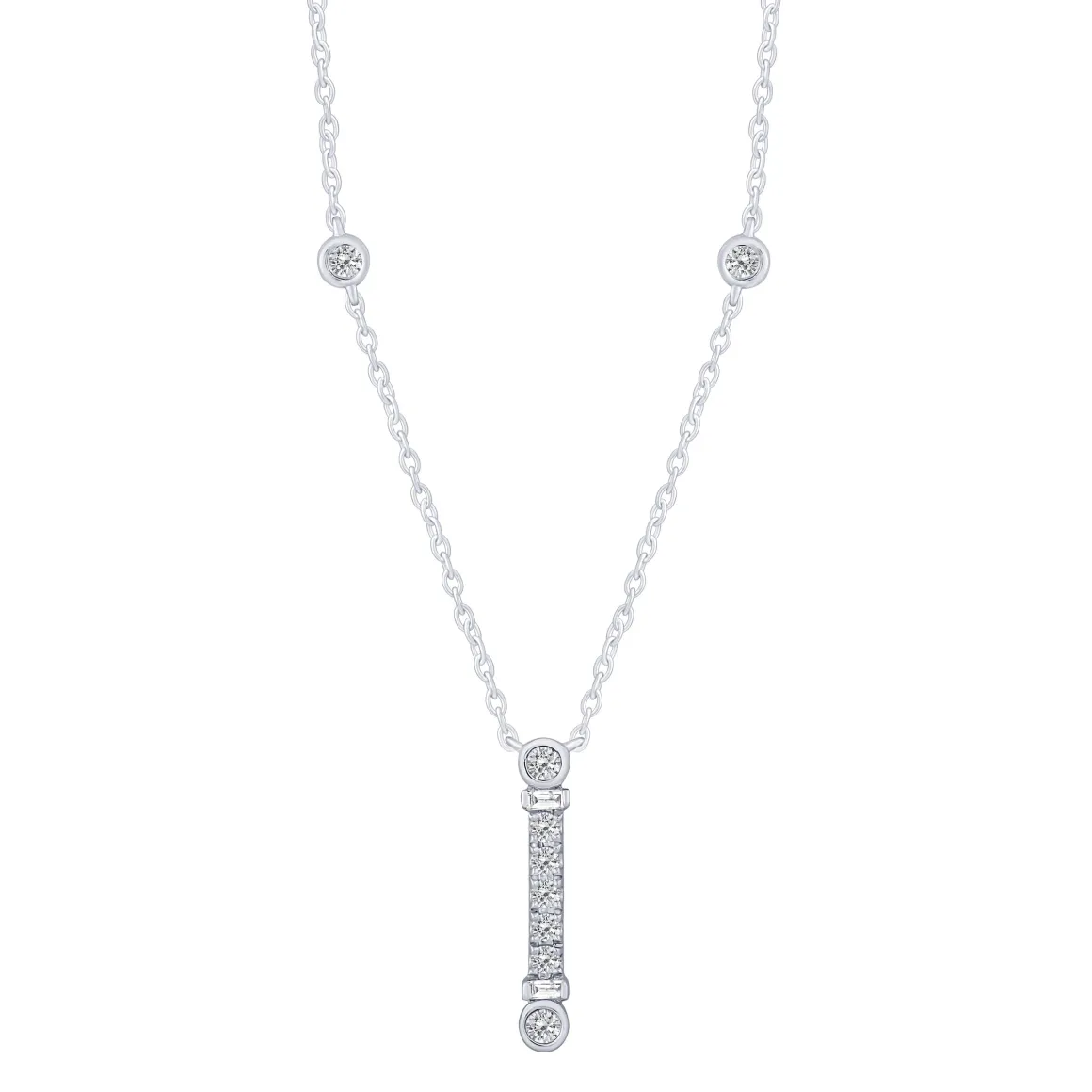 14K White Gold 1/5Ct Diamond Necklace