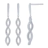 14K White Gold 1/5Ct Diamond Twist Dangle Earrings