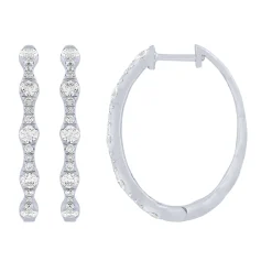 14K White Gold 1Ct Fashion Hoop Earrings