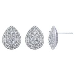 14K White Gold 2/3Ct Pear Shaped Stud Earrings