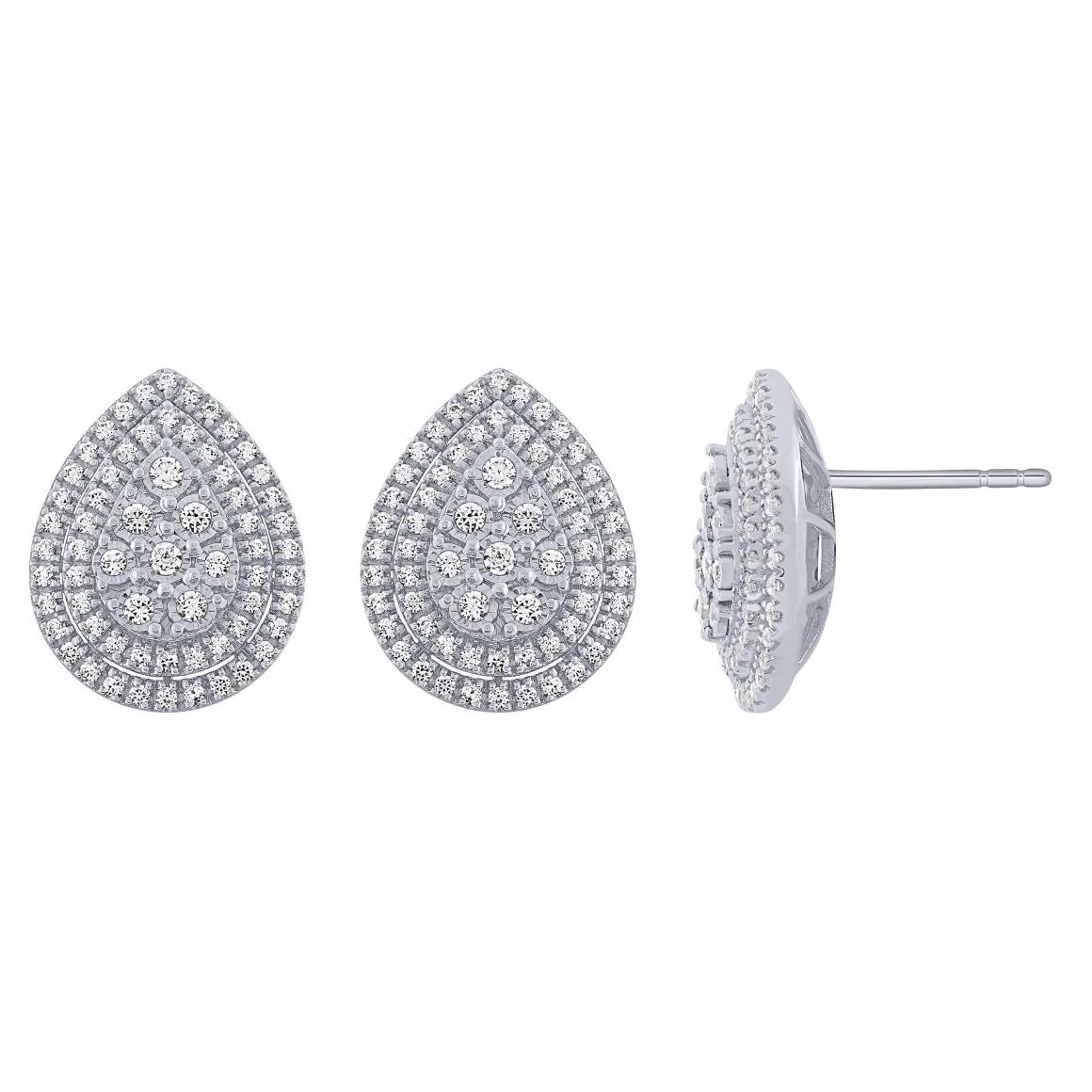 14K White Gold 2/3Ct Pear Shaped Stud Earrings