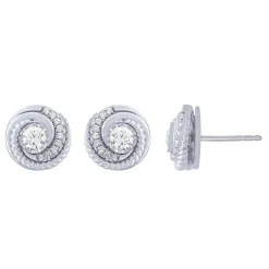 14K White Gold 1/3Ct Spiral Diamond Stud Earrings