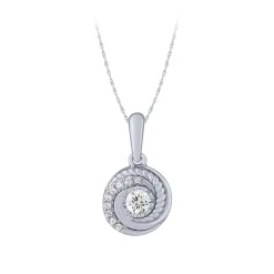 14K White Gold 1/5Ct Spiral Diamond Pendant