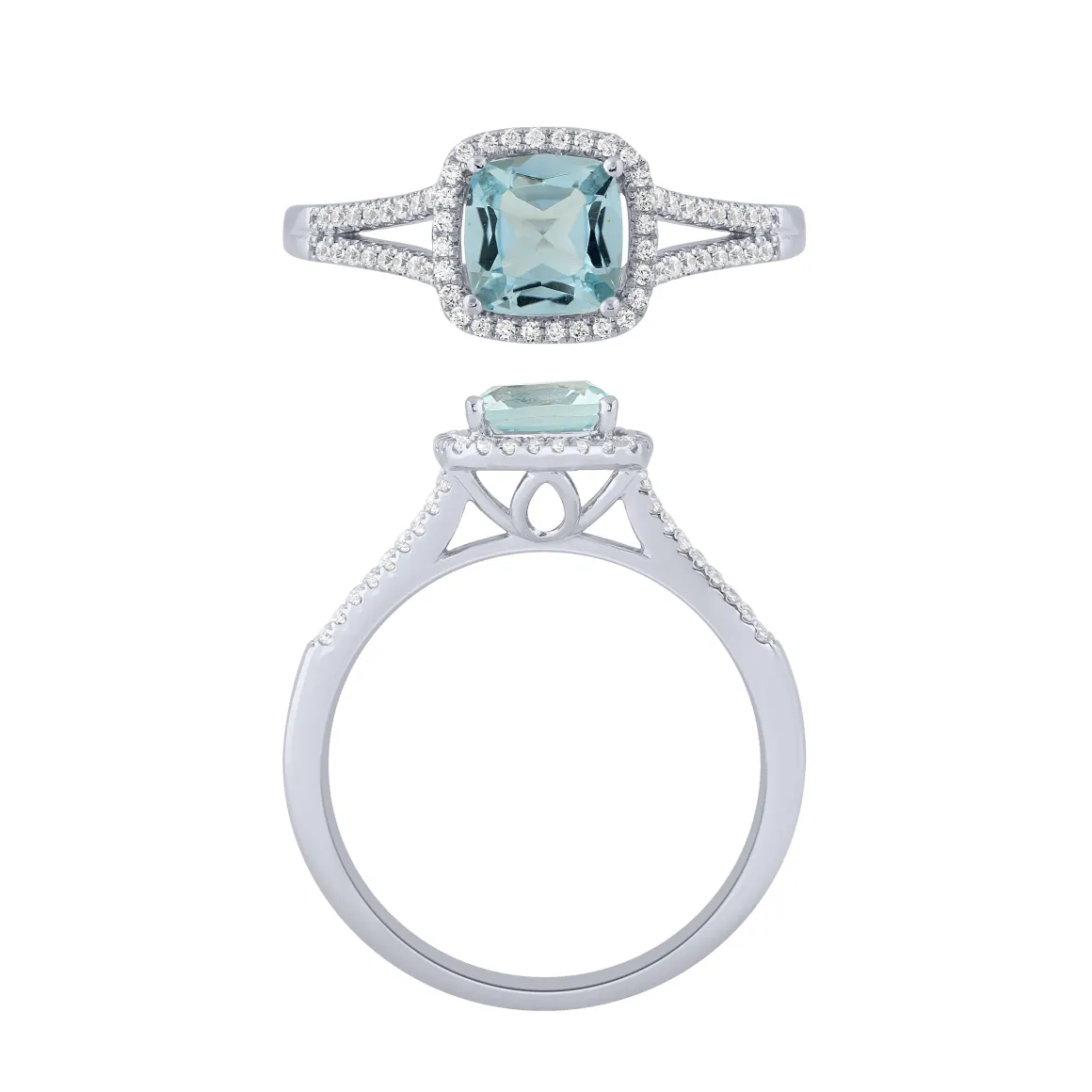 14K White Gold 1.25Ct Topaz /0.20Ctrd Diamond Halo Ring
