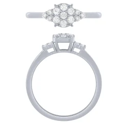 14K White Gold 1/4Cttw Diamond Cluster Ring