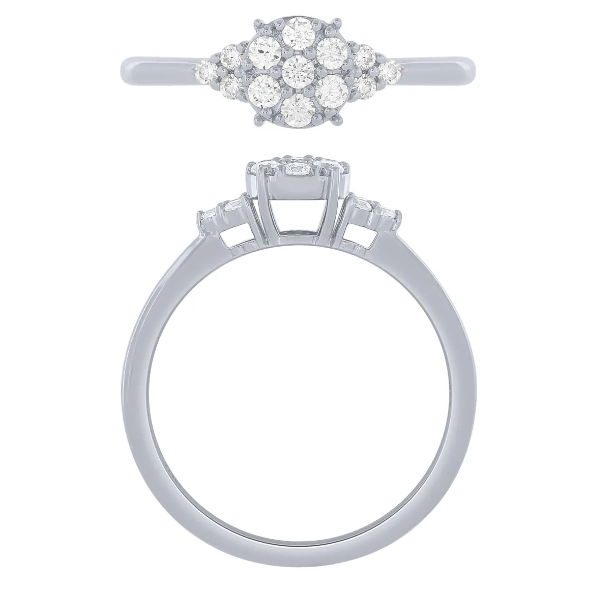 14K White Gold 1/4Cttw Diamond Cluster Ring