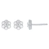 14K White Gold 1/4Ctw Diamond Floral Stud Earrings