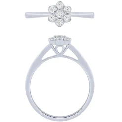 14K White Gold 1/4Ctw Diamond Floral Ring