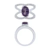 14K White Gold Diamond And Amethyst Fashion Ring